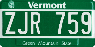 VT license plate ZJR759