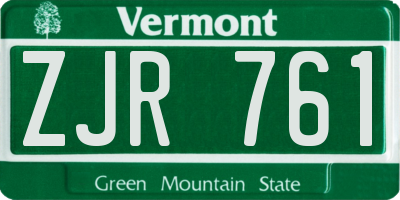 VT license plate ZJR761