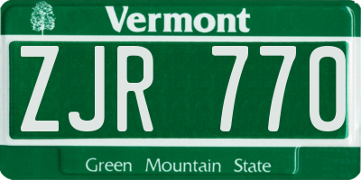 VT license plate ZJR770