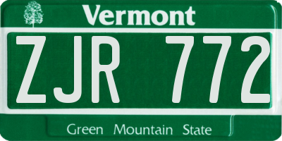 VT license plate ZJR772