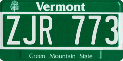 VT license plate ZJR773