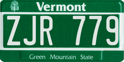 VT license plate ZJR779