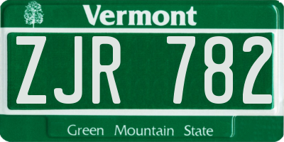 VT license plate ZJR782