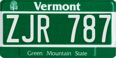 VT license plate ZJR787