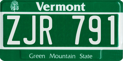 VT license plate ZJR791