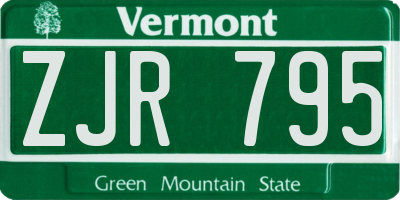 VT license plate ZJR795