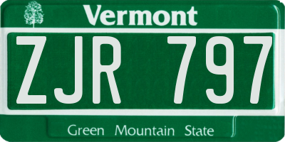 VT license plate ZJR797