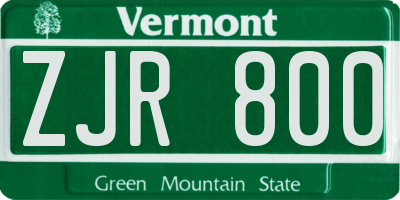 VT license plate ZJR800