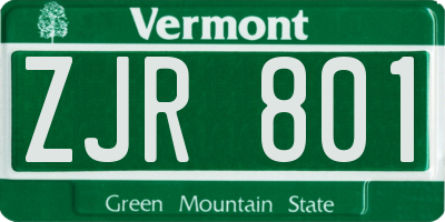VT license plate ZJR801