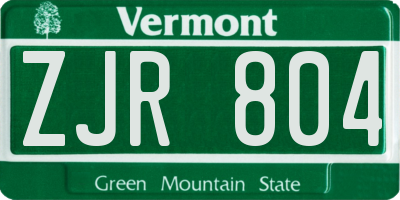 VT license plate ZJR804