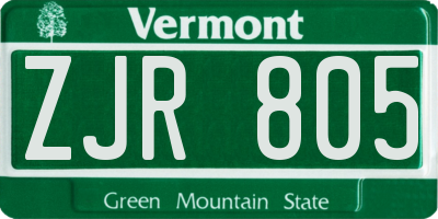 VT license plate ZJR805