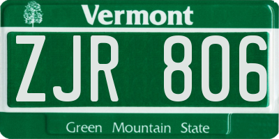 VT license plate ZJR806