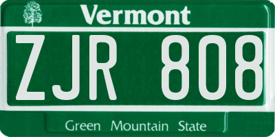 VT license plate ZJR808