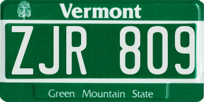 VT license plate ZJR809