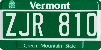 VT license plate ZJR810