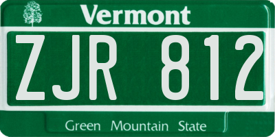 VT license plate ZJR812