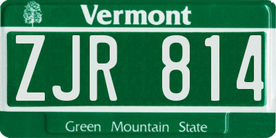 VT license plate ZJR814