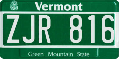 VT license plate ZJR816