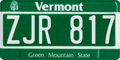 VT license plate ZJR817