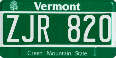 VT license plate ZJR820