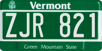VT license plate ZJR821