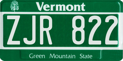 VT license plate ZJR822