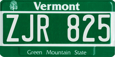 VT license plate ZJR825