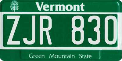 VT license plate ZJR830