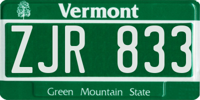 VT license plate ZJR833