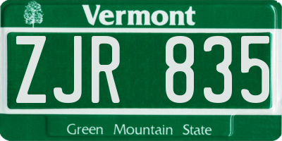 VT license plate ZJR835
