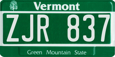 VT license plate ZJR837
