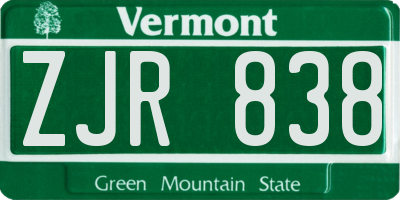 VT license plate ZJR838