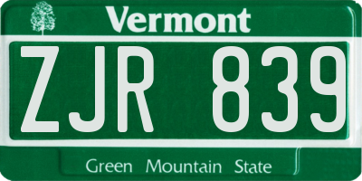 VT license plate ZJR839