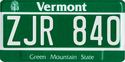 VT license plate ZJR840