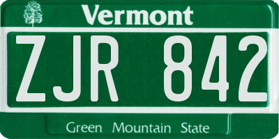 VT license plate ZJR842
