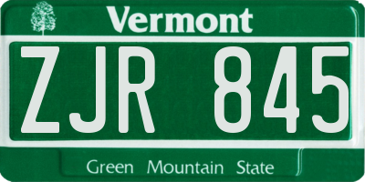 VT license plate ZJR845