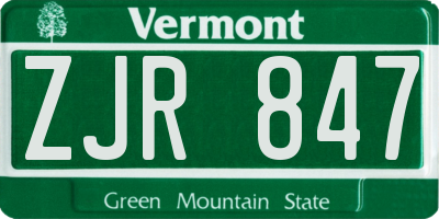 VT license plate ZJR847