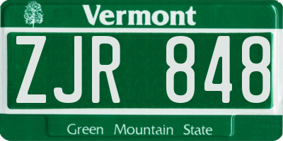 VT license plate ZJR848