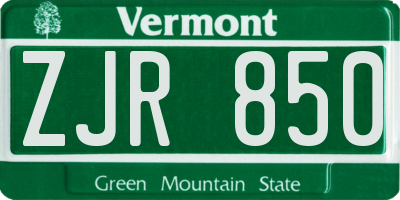 VT license plate ZJR850