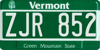 VT license plate ZJR852