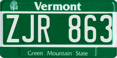 VT license plate ZJR863