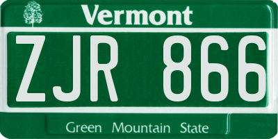 VT license plate ZJR866