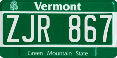 VT license plate ZJR867