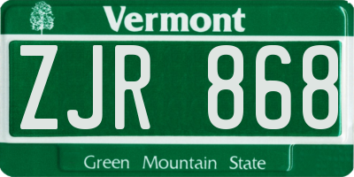 VT license plate ZJR868