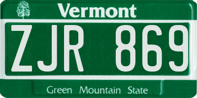 VT license plate ZJR869