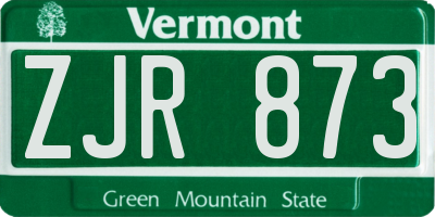 VT license plate ZJR873