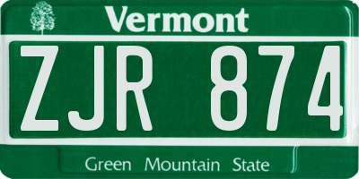 VT license plate ZJR874