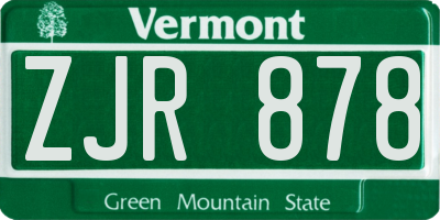 VT license plate ZJR878