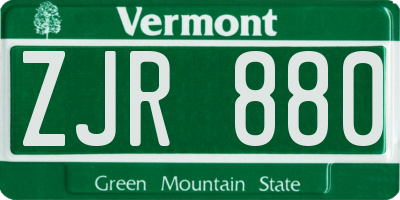 VT license plate ZJR880