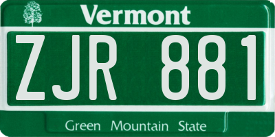 VT license plate ZJR881